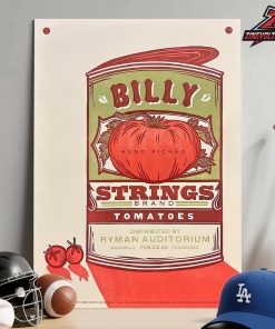 Billy Strings Venue Poster Ryman Print By Hatch Show Print At Nashville TN On February 22nd 2026 Home Decor Poster Canvas
