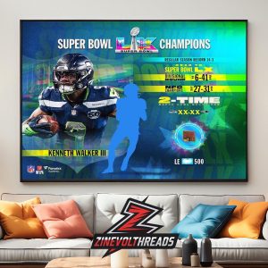 Kenneth Walker III Seattle Seahawks Authentic Super Bowl LX Champions Limited Edition Home Decor Poster Canvas