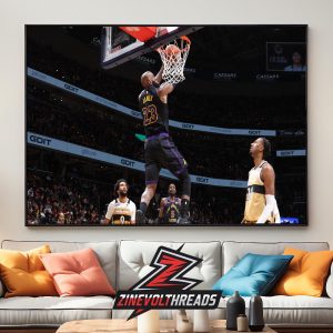 Lebron James Los Angeles Lakers Reverse Lay Up Dunk At 41 Years Old NBA 2025-2026 Home Decor Poster Canvas