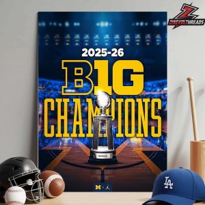 Michigan Wolverines NCAA 2026 Big Ten Men’s Basketball Regular Season Champions Home Decor Poster Canvas