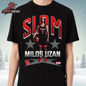 Milos Uzan Houston Cougars The Coogs On Slam University 019 Cover Tee H-Town Lockdown Unnisex T-Shirt