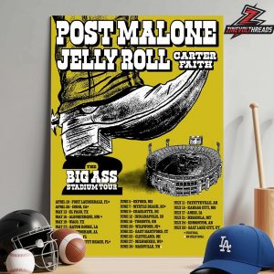 Post Malone The Bid Ass Stadium Part 2 With Jelly Roll And Carter Faith Home Decor Poster Canvas
