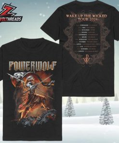 Powerwolf Wake Up The Wicked Tour 2026 Tee Merch Two Sided Unisex T-Shirt