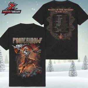 Powerwolf Wake Up The Wicked Tour 2026 Tee Merch Two Sided Unisex T-Shirt