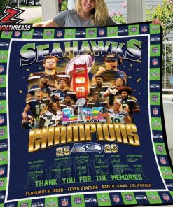 Seattle Seahawks Super Bowl LX Champions 2026 Fleece Quilt Blanket