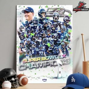Seattle Seahawks NFL Season 2025-26 Super Bowl LX Champions Home Decor Poster Canvas
