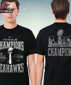 Seattle Seahawks Nike Super Bowl LX Champions Locker Room Trophy Collection Authentic Two Sided Unisex T-Shirt