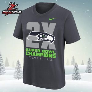 Seattle Seahawks Nike Two-Time Super Bowl Champions Multi-Champs Unisex T-Shirt