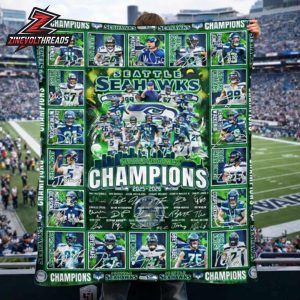 Seattle Seahawks Super Bowl LX Champions 2025-26 Signature Quilt Fleece Blanket
