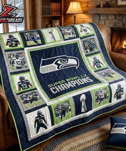 Seattle Seahawks Super Bowl LX Champions 2026 Fleece Quilt Blanket