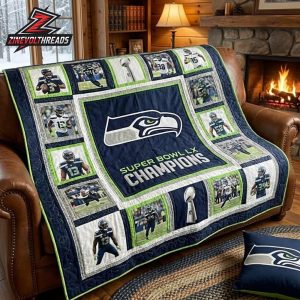 Seattle Seahawks Super Bowl LX Champions 2026 Fleece Quilt Blanket