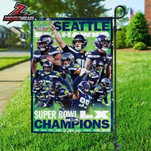 Seattle Seahawks Super Bowl LX Champions Roster Double Sided Garden House Flag