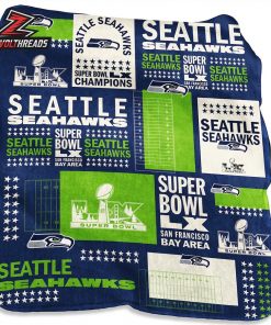 Seattle Seahawks Super Bowl LX Champions Silk Touch Quilt Fleece Blanket
