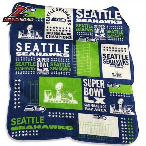 Seattle Seahawks Super Bowl LX Champions Silk Touch Quilt Fleece Blanket