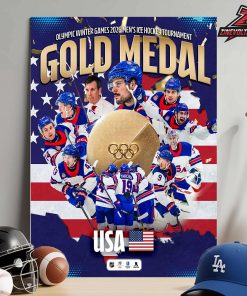USA Hockey National Team Olympic Winter Games 2026 Men’s Ice Hockey Tournament Gold Medal Home Decor Poster Canvas