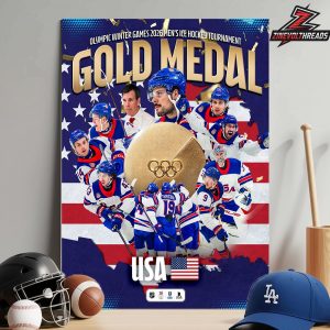 USA Hockey National Team Olympic Winter Games 2026 Men’s Ice Hockey Tournament Gold Medal Home Decor Poster Canvas