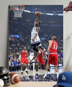 Anthony Edwards Minnesota Timberwolves Epic Dunk Moment In Match Versus Clippers NBA 2025-26 Home Decor Poster Canvas