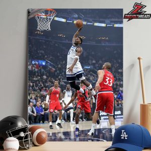 Anthony Edwards Minnesota Timberwolves Epic Dunk Moment In Match Versus Clippers NBA 2025-26 Home Decor Poster Canvas