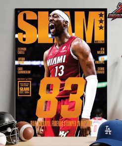 Bam Adebayo Miami Heat On Orange Metal Slam 261 Cover Magazine Bam Adebayo Forever Stamped In History Home Decor Poster Canvas