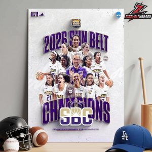 James Madison Dukes Women’s Basketball Are The 2026 Sun Belt Champions Home Decor Poster Canvas