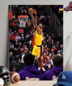 Lebron James Los Angeles Lakers Fast Break Posterize Dunk Moment In Match Versus Rocket NBA 2025-26 Home Decor Poster Canvas