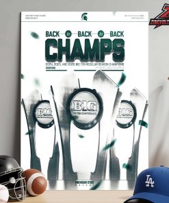 Michigan State Spartans Are Back To Back To Back Big Ten Men’s Hockey Regular Season Champions Locker Room NCAA 2026 Home Decor Poster Canvas