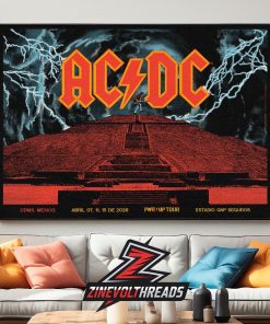 AC/DC PWR UP Tour 2026 Venue Poster 3 Night s At Estadio GNP Seguros CDMX Mexico On April 7th, 11th, 15th 2026 Home Decor Poster Canvas