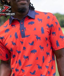 Breakfast Balls Americana Animals RSVLTS Polo Shirt All Day Wildlife Print Polo For Outdoor And Casual Wear