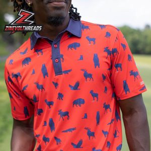 Breakfast Balls Americana Animals RSVLTS Polo Shirt All Day Wildlife Print Polo For Outdoor And Casual Wear