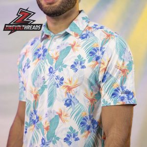 Breakfast Balls Birdies Of Paradise RSVLTS Polo Shirt All Day Tropical Golf Print Polo For Summer And Vacation Wear