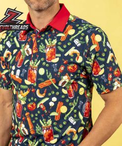 Breakfast Balls Bloody Awesome RSVLTS Polo Shirt All Day Bloody Mary Print Polo For Fun And Casual Wear