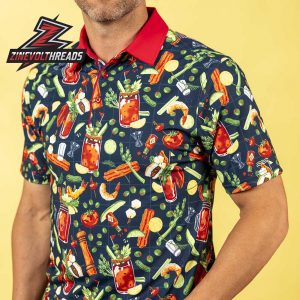 Breakfast Balls Bloody Awesome RSVLTS Polo Shirt All Day Bloody Mary Print Polo For Fun And Casual Wear