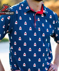 Breakfast Balls Chomp RSVLTS Polo Shirt All Day Shark Print Polo For Beach And Casual Wear