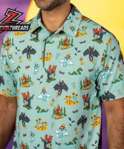 Breakfast Balls Course Cryptids RSVLTS Polo Shirt All Day Golf Mythical Print Polo For Fun And Casual Wear