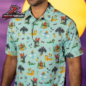 Breakfast Balls Course Cryptids RSVLTS Polo Shirt All Day Golf Mythical Print Polo For Fun And Casual Wear