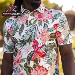 Breakfast Balls Delray RSVLTS Polo Shirt All Day Tropical Floral Polo For Vacation And Casual Wear
