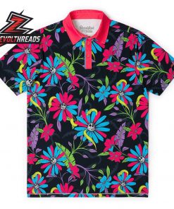 Breakfast Balls Doom And Bloom RSVLTS Polo Shirt All Day Skull Floral Print Polo For Bold And Casual Wear