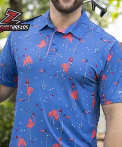 Breakfast Balls Fore Mingos RSVLTS Polo Shirt All Day Flamingo Golf Print Polo For Casual And Vacation Wear