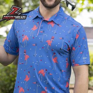 Breakfast Balls Fore Mingos RSVLTS Polo Shirt All Day Flamingo Golf Print Polo For Casual And Vacation Wear