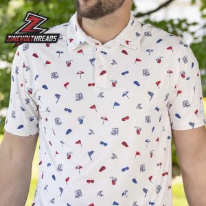 Breakfast Balls Let Freedom Swing RSVLTS Polo Shirt Patriotic Golf Shirt Men Summer Polo USA Style