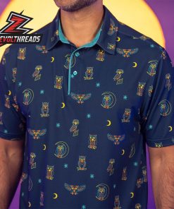 Breakfast Balls Night Owls RSVLTS Polo Shirt Funny Owl Golf Shirt Men Casual Night Pattern Polo
