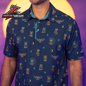 Breakfast Balls Night Owls RSVLTS Polo Shirt Funny Owl Golf Shirt Men Casual Night Pattern Polo