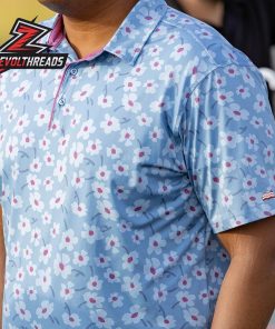 Breakfast Balls Playing The Blues RSVLTS Polo Shirt Men Floral Golf Polo Light Blue Summer Shirt