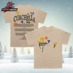 Coachella Pressed Flowers 2026 Lineup Tee Merchandise Limited Two Sided Unisex T-Shirt