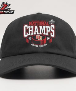 Denver Pioneers 2026 NCAA Frozen Four Men’s Ice Hockey National Champions Hockey Puck Snapback Classic Hat Cap