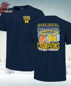 Michigan Wolverines 2026 Men’s Basketball National Champions Mascot Net Stack Two Sided Unisex T-Shirt
