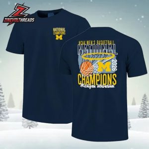 Michigan Wolverines 2026 Men’s Basketball National Champions Mascot Net Stack Two Sided Unisex T-Shirt