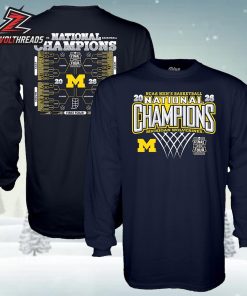 Michigan Wolverines 2026 NCAA Men’s Basketball 2x National Champions Bracket Two Sided Unisex T-Shirt