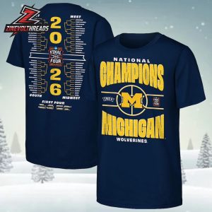 Michigan Wolverines 2026 NCAA Men’s Basketball National Champions Bracket Two Sided Unisex T-Shirt