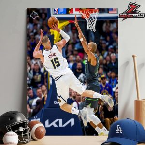 Nikola Jokic And-1 Floater Tough Off-Balance Shot On Rudy Gobert Playoffs Game Nuggets Versus Wolves NBA 2025-2026 Home Decor Poster Canvas